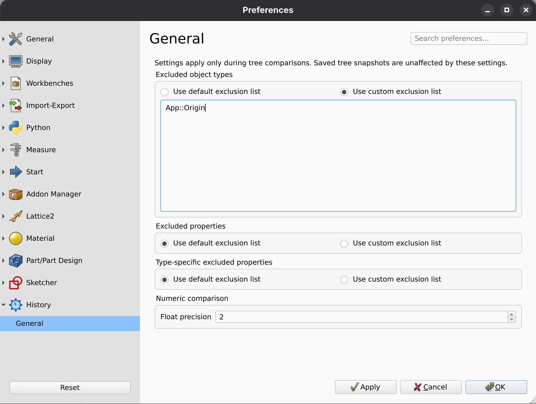 Preferences Panel